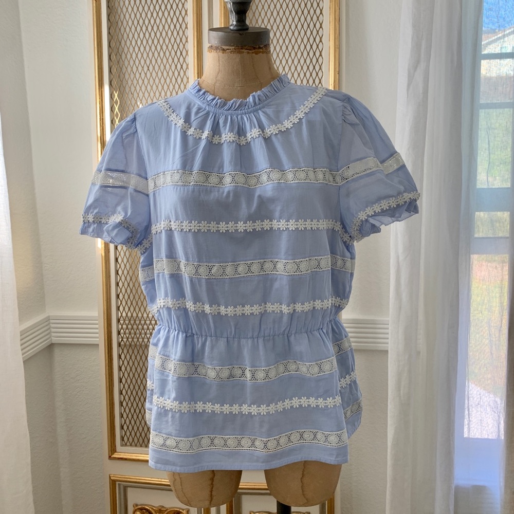 J. Crew Daisy-chain peplum top Blue